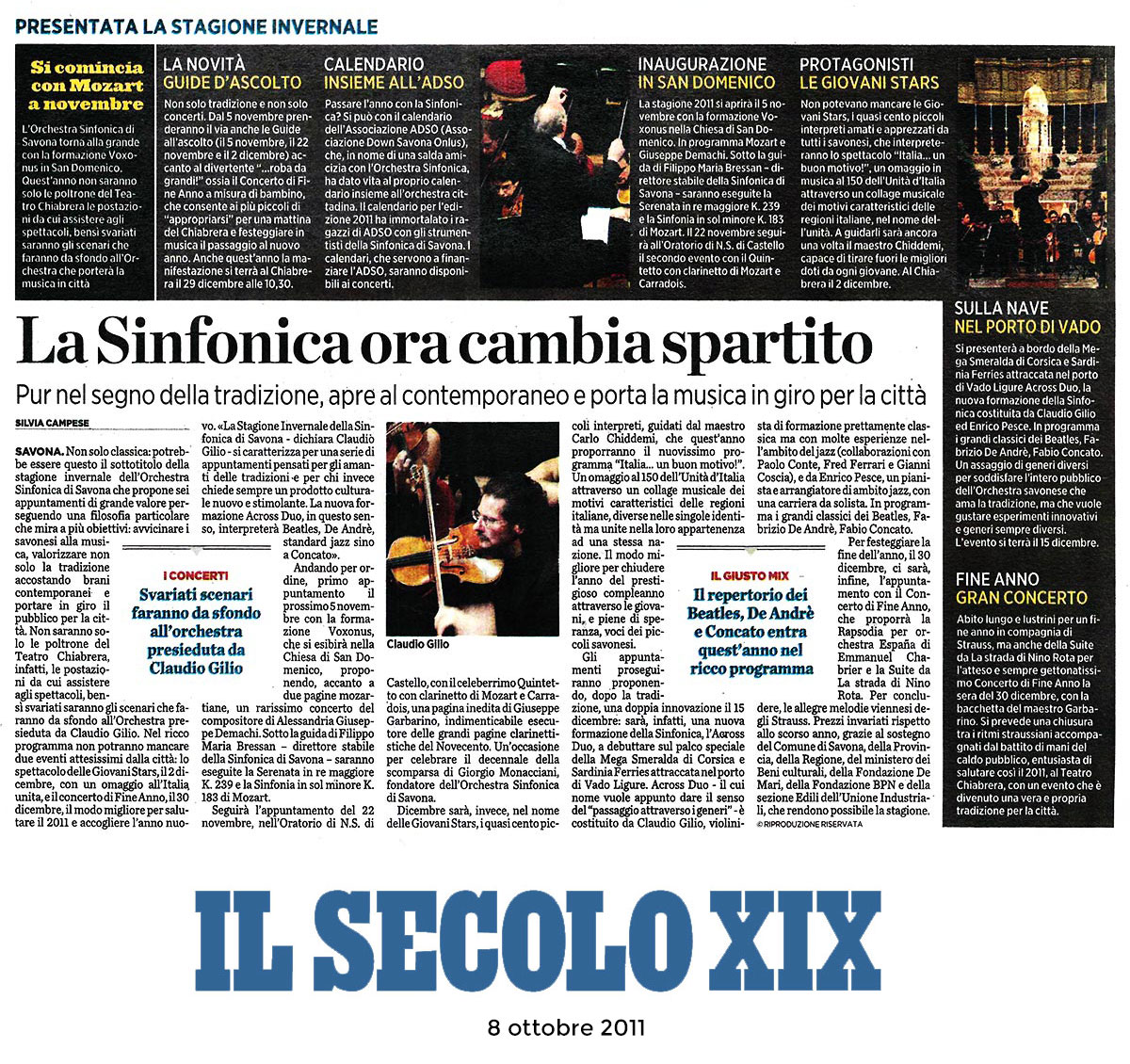 Il Secolo XIX 8 ottobre 2011